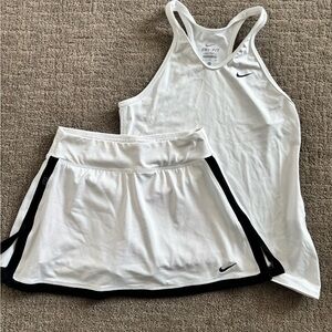 Nike White and Black Tennis Tank and Skirt
